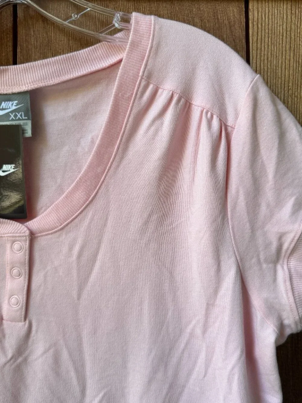 NWT Nike Pink Scoop Neck Short Sleeve Cotton Knit Tee in Women's XXL - Picture 4 of 9
